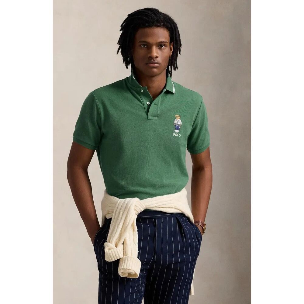 ✨Polo Ralph Lauren Slim Fit Green Beard Sz Medium Polo✨